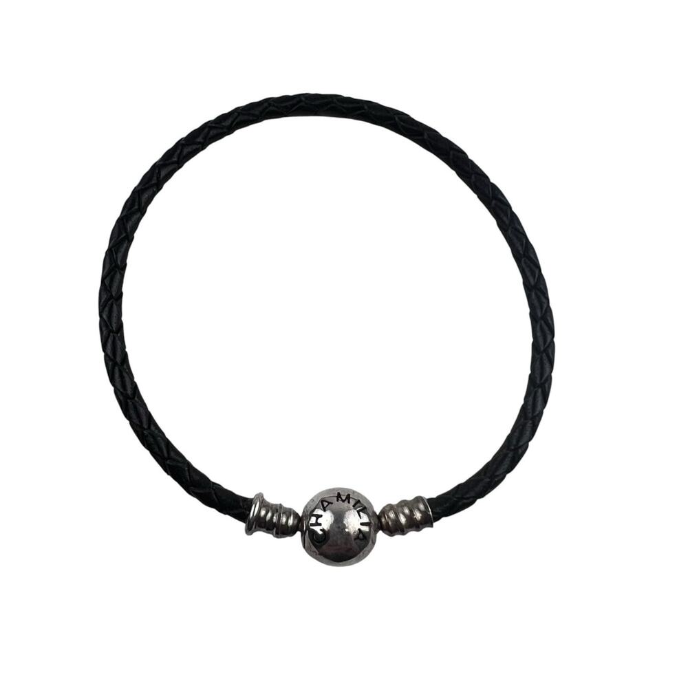 Chamilia Sterling Silver Leather Charm Bracelet 7"